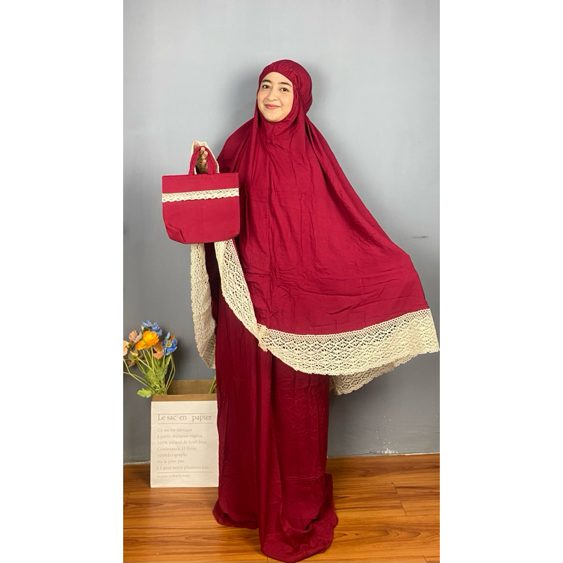 MUKENA RAYON RENDA BESAR FREE TAS