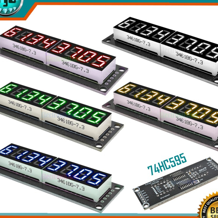 Module Seven Segment 8-Digit 0.36" TM1637 LED 7-Segment Display RGBYW