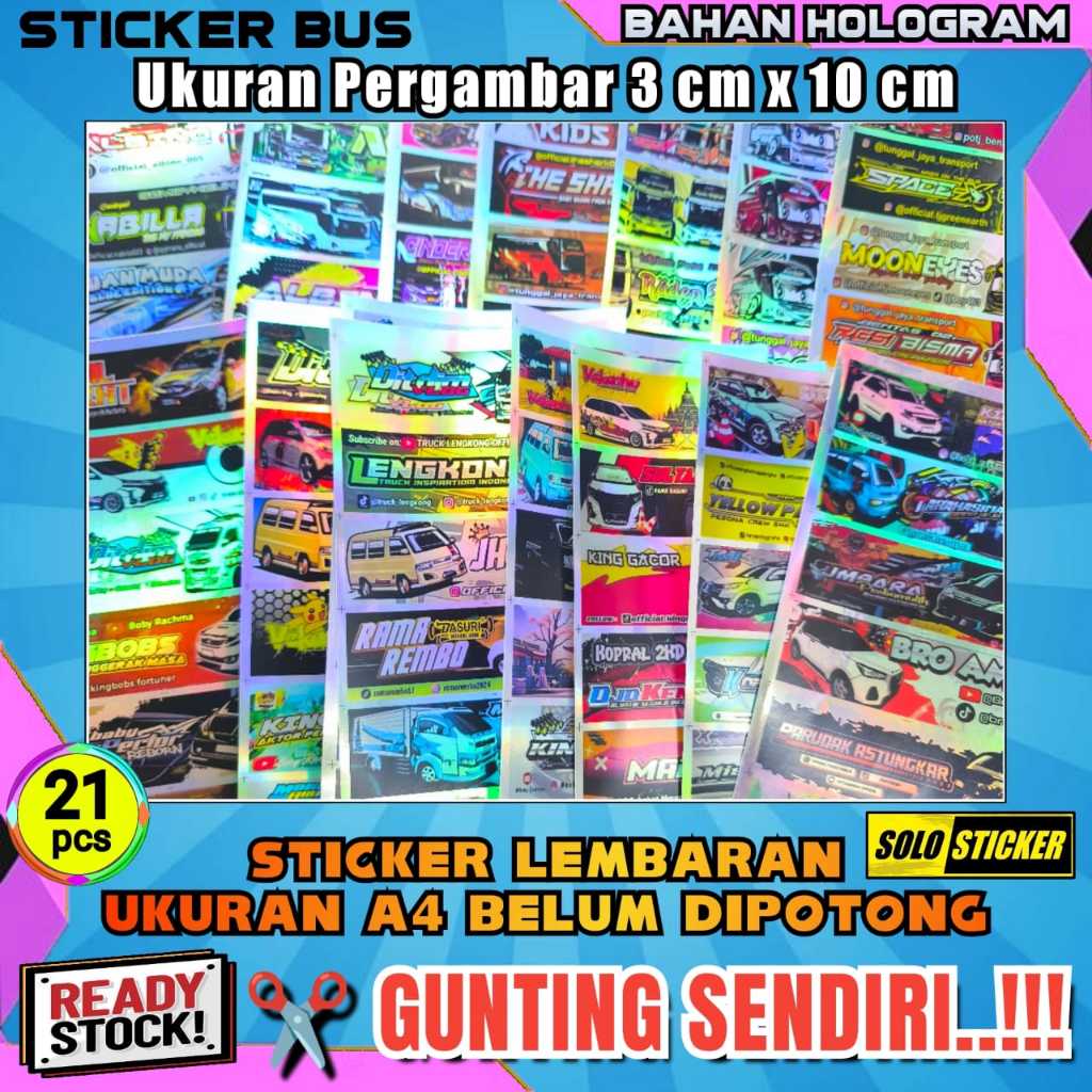 

Stiker Bus Panjang Hologram Lembaran Isi 21pc