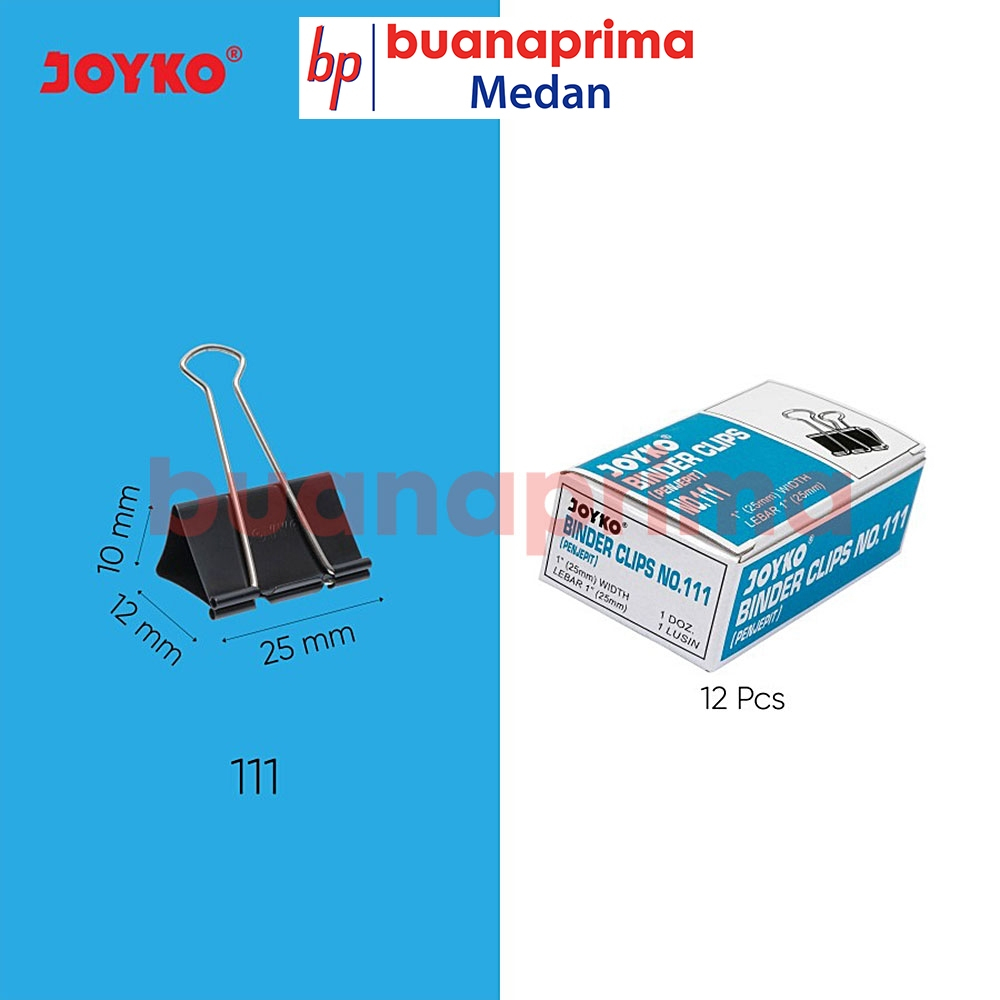 

BINDER CLIP JOYKO No 111 25 mm isi 12 pcs Penjepit Kertas Hitam Klip Black