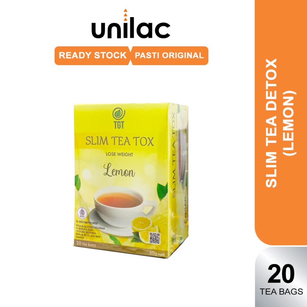 TGT Slim Tea - Lemon 1 Box 20tb | Teh Diet Pelangsing Alami | Teh Detox Minuman Diet Herbal BPOM