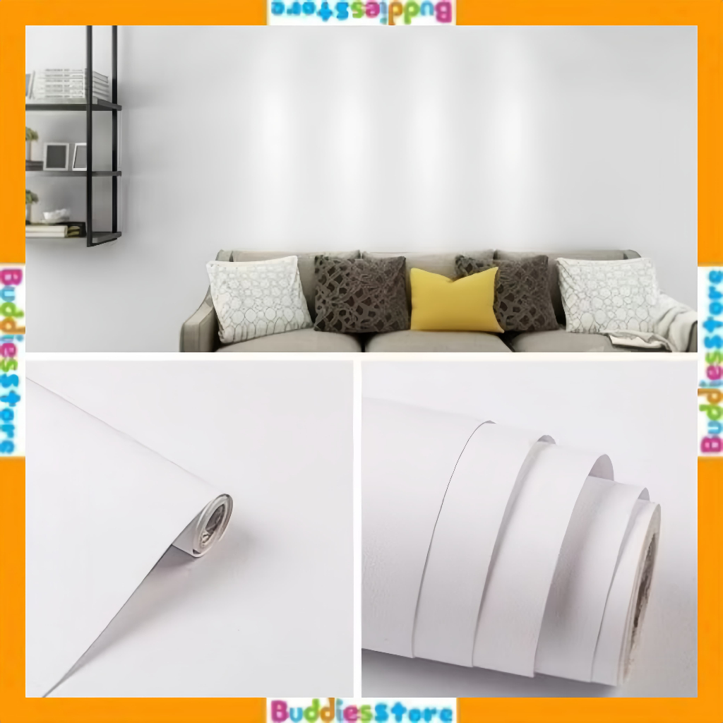 [COD] WALLPAPER WALPAPER DINDING PUTIH POLOS DEKORASI RUMAH STIKER DINDING