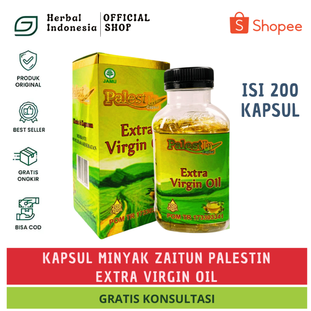 Minyak Zaitun PalestIn 200 kapsul | Extra Virgin Oil Palest Capsule Original