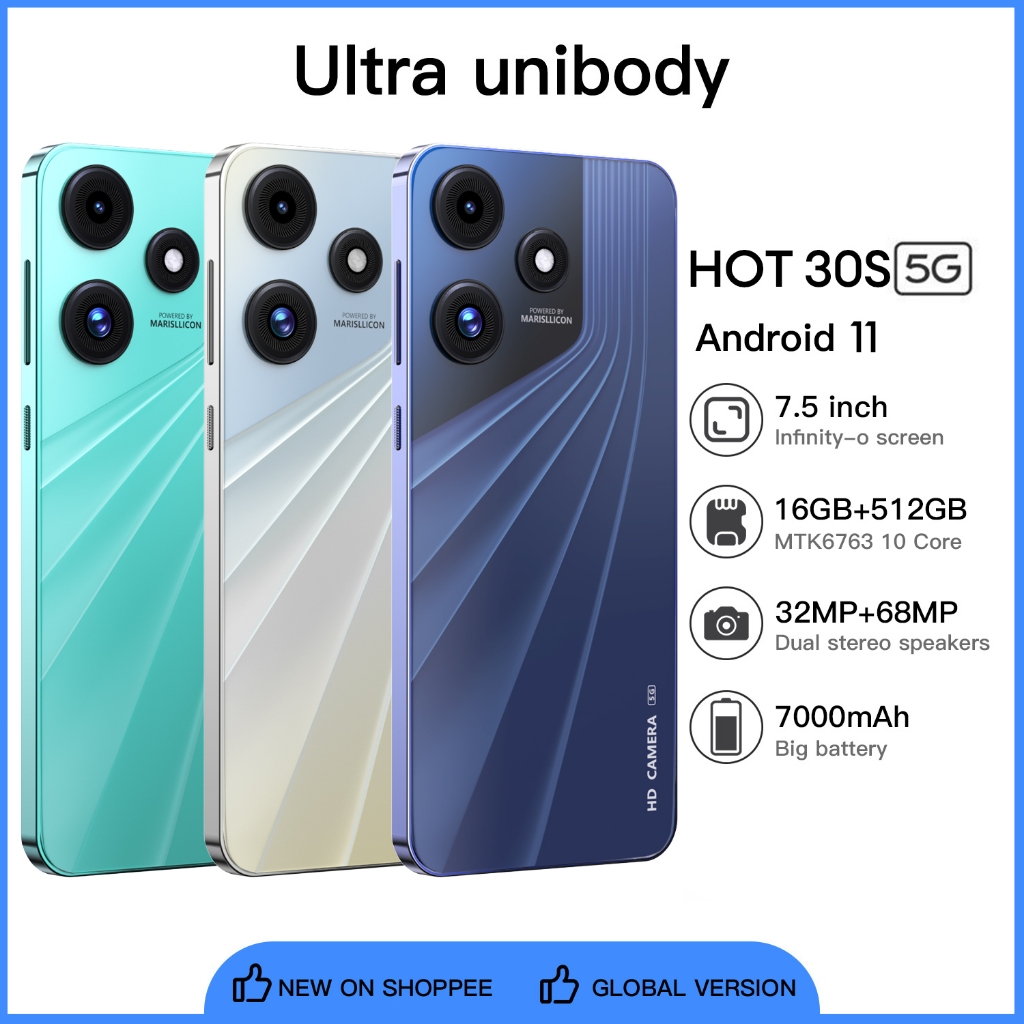 【Bisa COD】INFINIX HOT 30i NFC HP Murah Cuci Gudang RAM 12GB+512GB HD Screen Handphone Android AMOLED