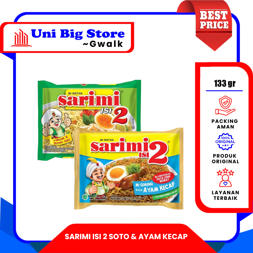 

SARIMI MIE INSTAN ISI 2 RASA SOTO - AYAM KECAP - 133 gr