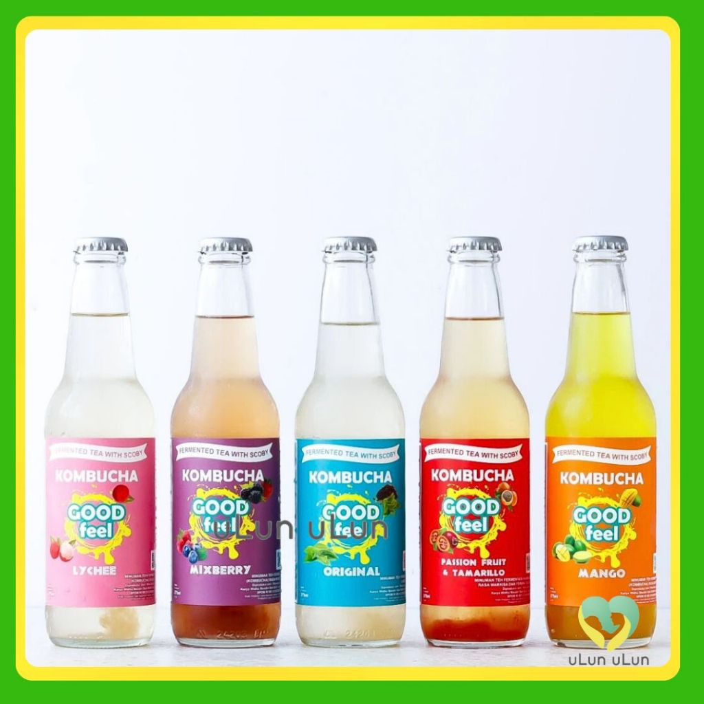 

Ulun Ulun Kombucha Sparkling Probiotik Tea Good Feel 250 ml l Varian Rasa l