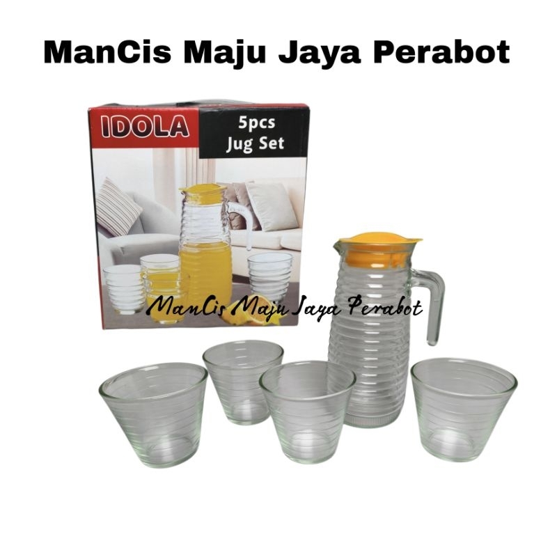 ManCis - Teko set cangkir kaca 5 in 1 water jug set 5 pcs jug set souvenir kado hampers