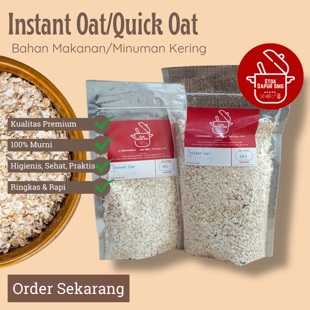 

Gandum Instan Oat / Quick Rolled Oatmeal Pouch 100gr 250gr