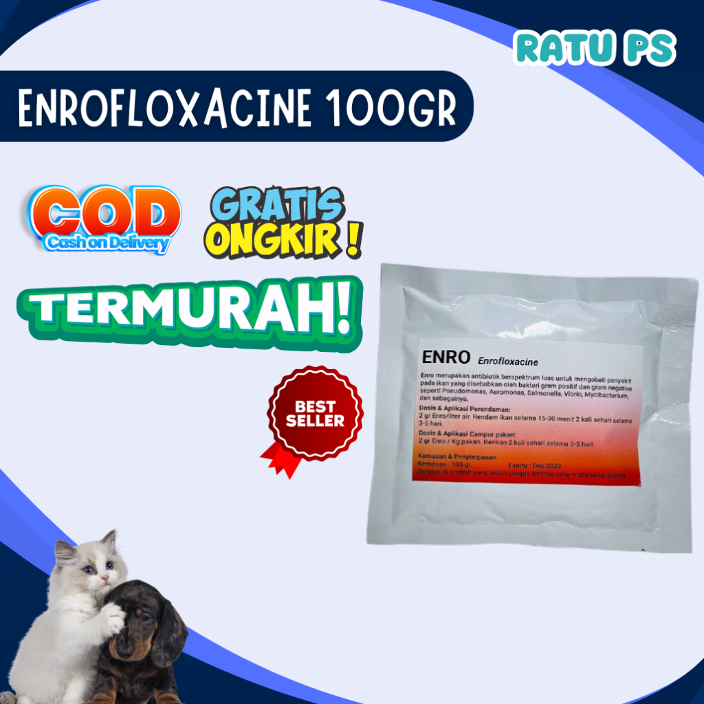 Enro 100 gram - Enrofloxacin 100 gram - Untuk Ikan Sakit Apapun