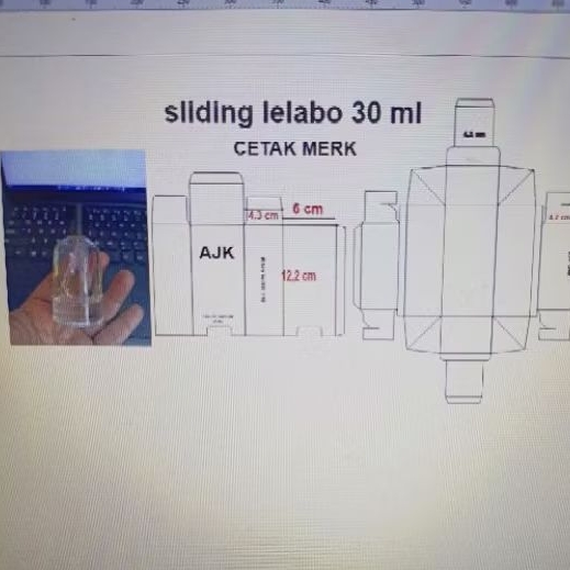 

box sliding ukuran botol lelabo 30 ml cetak merk