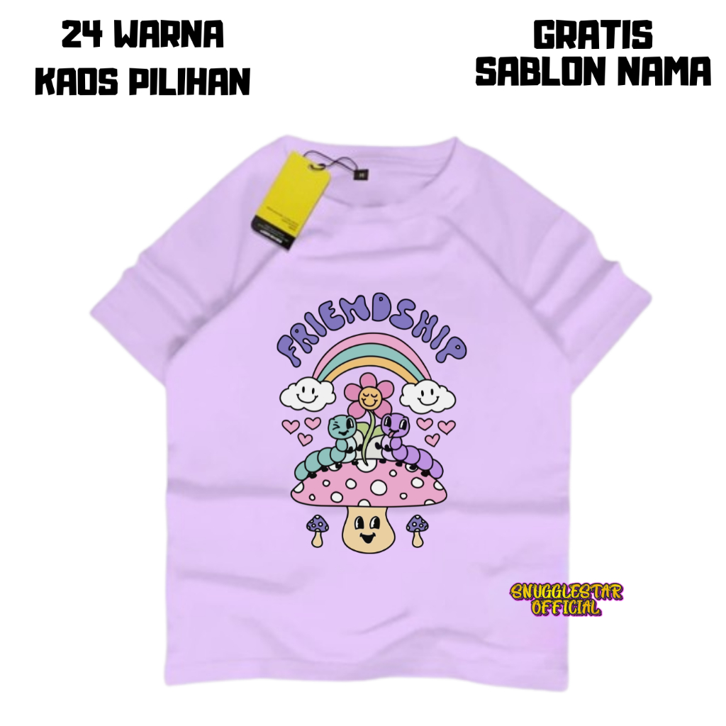 BAJU KAOS DISTRO ANAK LAKI LAKI DAN PEREMPUAN JAMUR LILAC TERBARU/TERLARIS