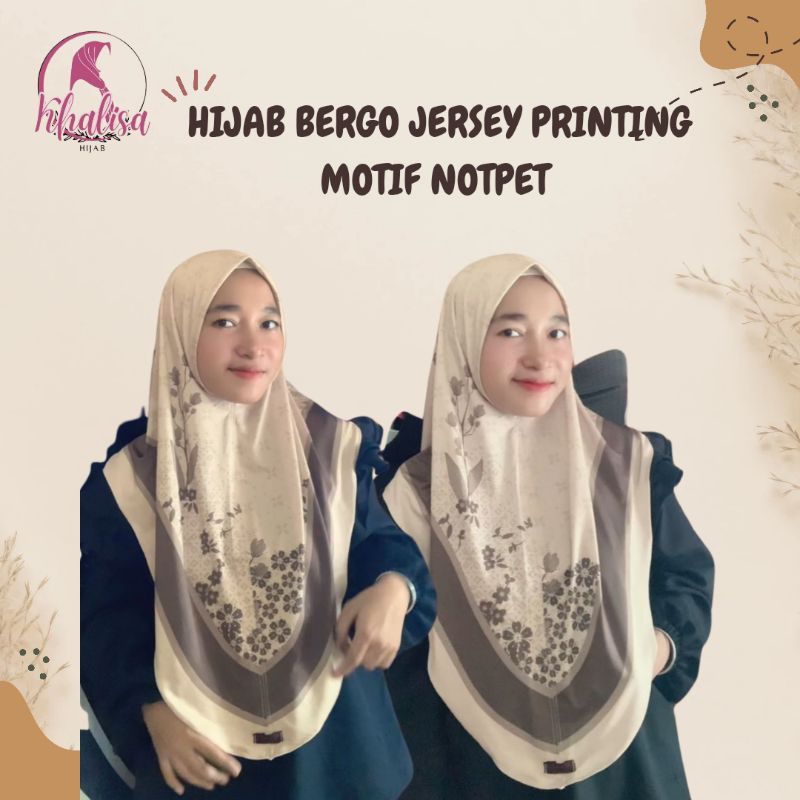 Khalisa Hijab Bergo Printing Motif Not Ped Jersey Premium