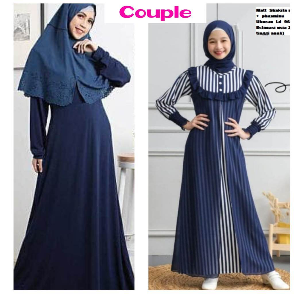 Kebaya Modern Medan Limited GAMIS PLUS HIJAB BIRU NAVY LIMITED COUPLE MOM & KIDS