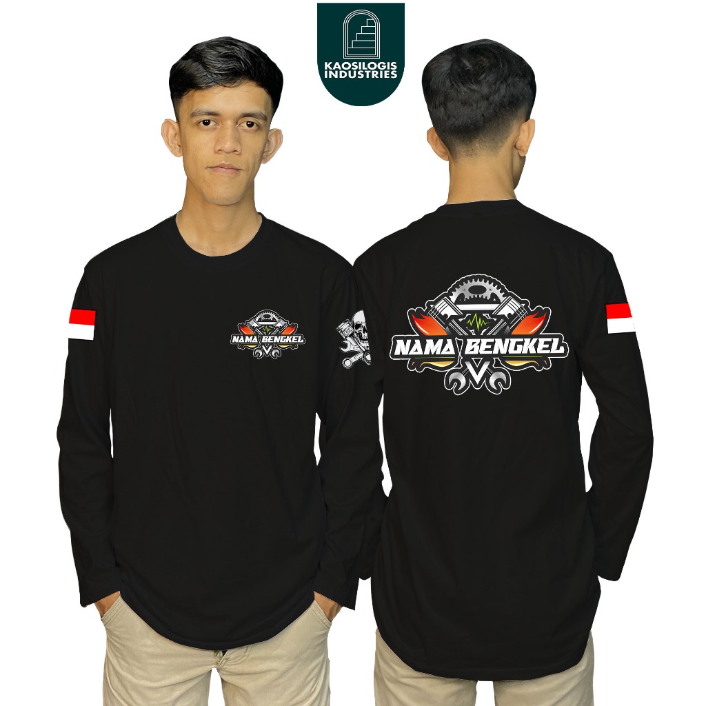 Kaos Lengan Panjang Bengkel Montir Bisa Custom Nama bengkel Terbaru 2025- Kaosilogis