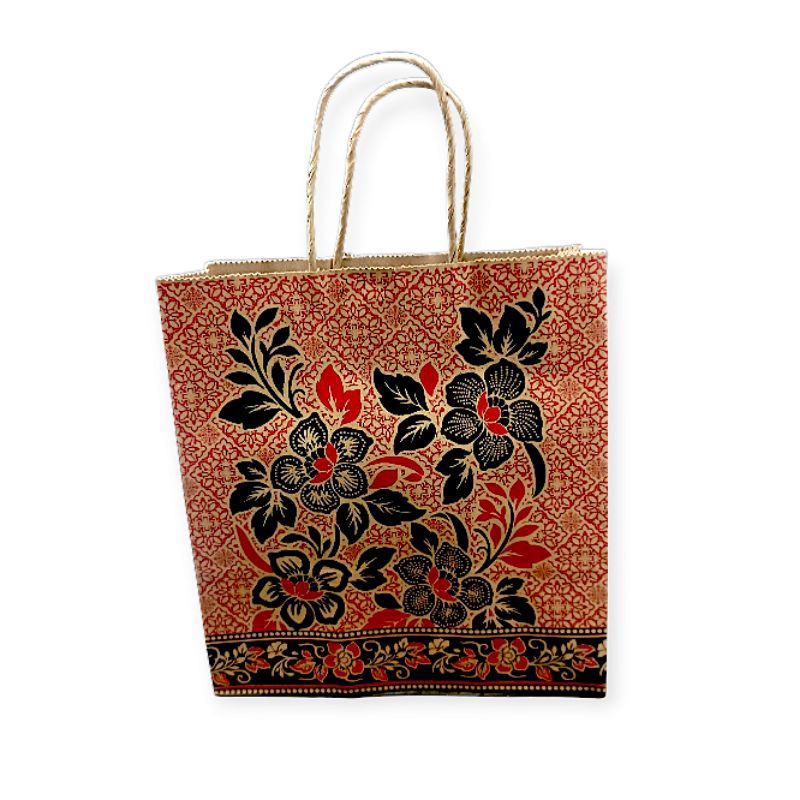 Paper Bag motif batik dan polos isi 10 pcs per pack ukuran 22cm x 24 cm dan 30 x 40 cm