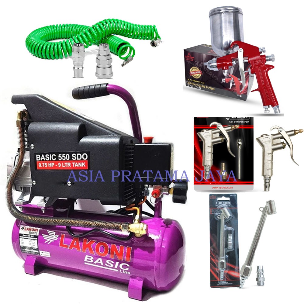 PAKET PREMIUM LENGKAP MURAH (5 ITEM) KOMPRESOR /SELANG KOMPRESOR/ SPRAY GUN Mesin Kompresor Listrik 
