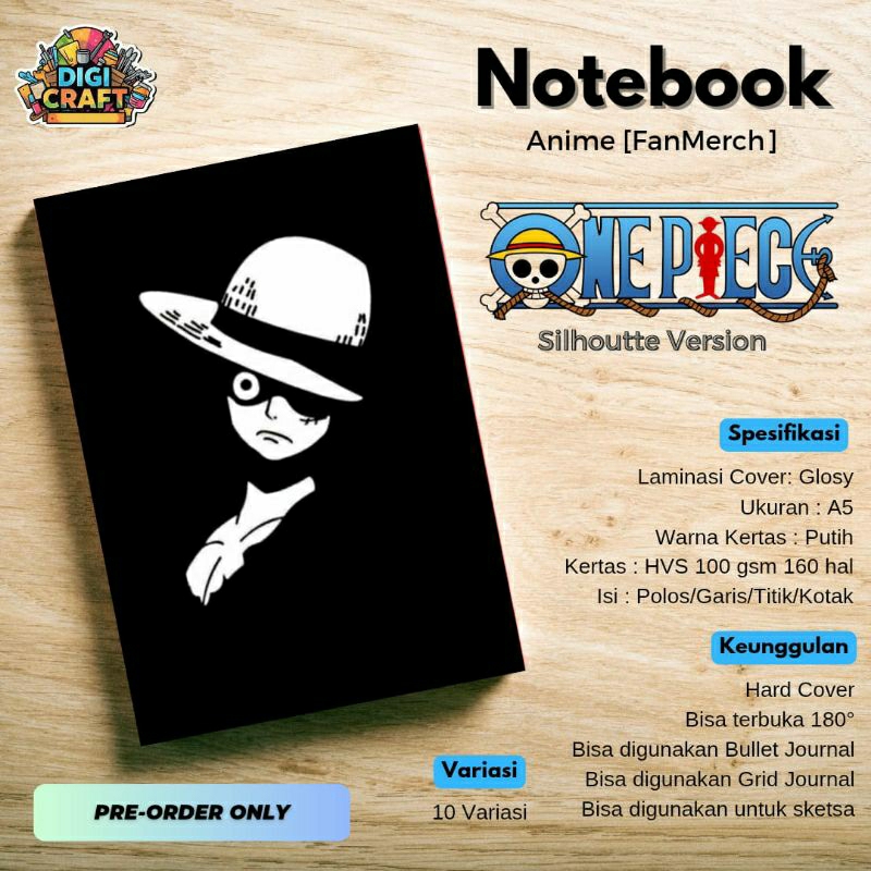 

Notebook A5 One Piece Silhouette Hard Book Premium, 100 gsm, 160 halaman [FanMerch]