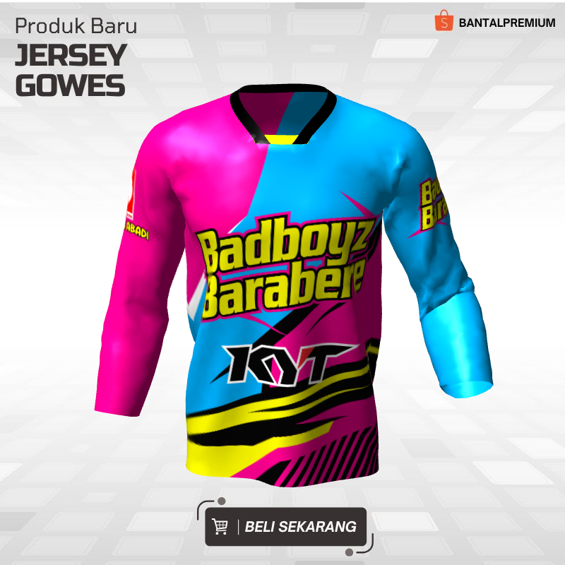 Kaos Jersey Racing Balap Pink Biru Abstrak 2 - Jersey Racing Custom Full Printing Lengan Panjang