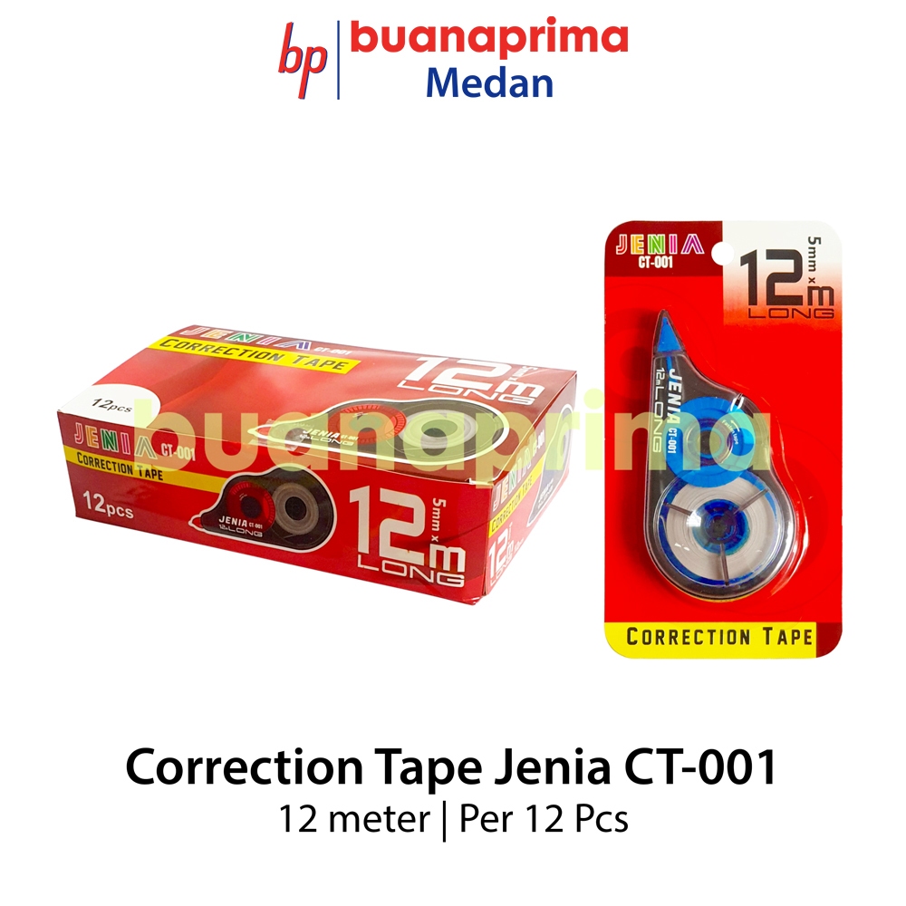 

CORRECTION TAPE JENIA CT-001 12 meter per 12 pcs Tip X Kertas Pita