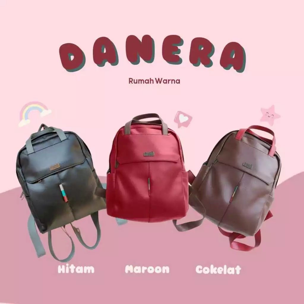 TAS RANSEL M DANERA RUMAH WARNA TAS WANITA ANAK SEKOLAH KULIAH KERJA LAPTOP