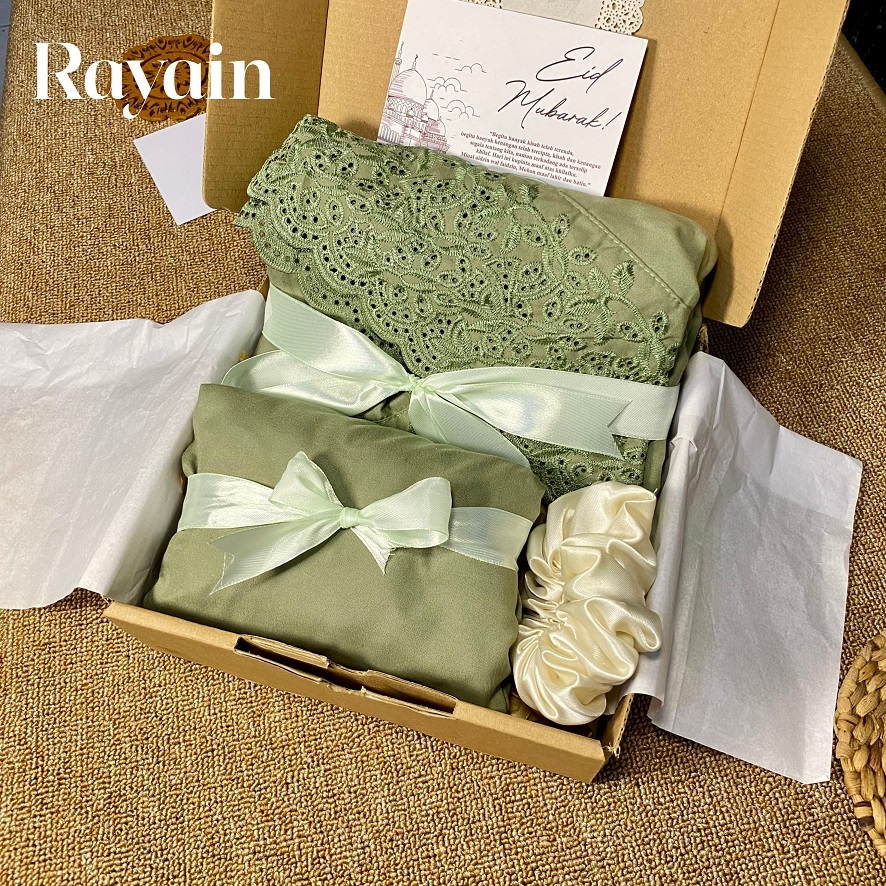 Paket E / Hampers Paket Mukena Dewasa + Scrunchie Seserahan Gift Box Hadiah kado cewe wanita Ulang t