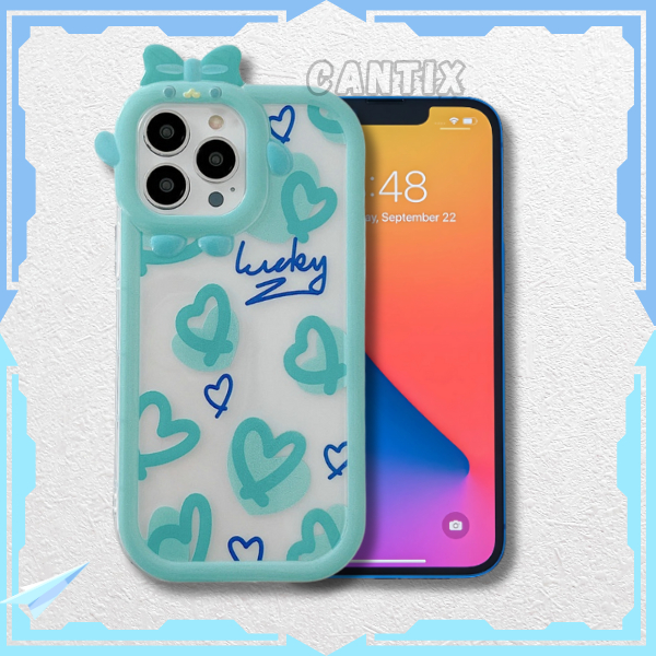 Case iPhone 11 12 Pro Max X XS XR Softcase Love Biru Pelindung Kamera Timbul Lucu Casing Silikon Luc