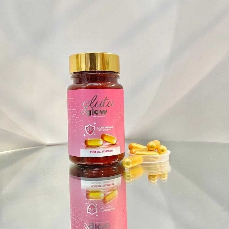 ( Terlaris ) Gluta Glow Skin Pemutih 30 Kapsul Suplemen Glutathione 300MG Vitamin C 97MG Pencerah Ku