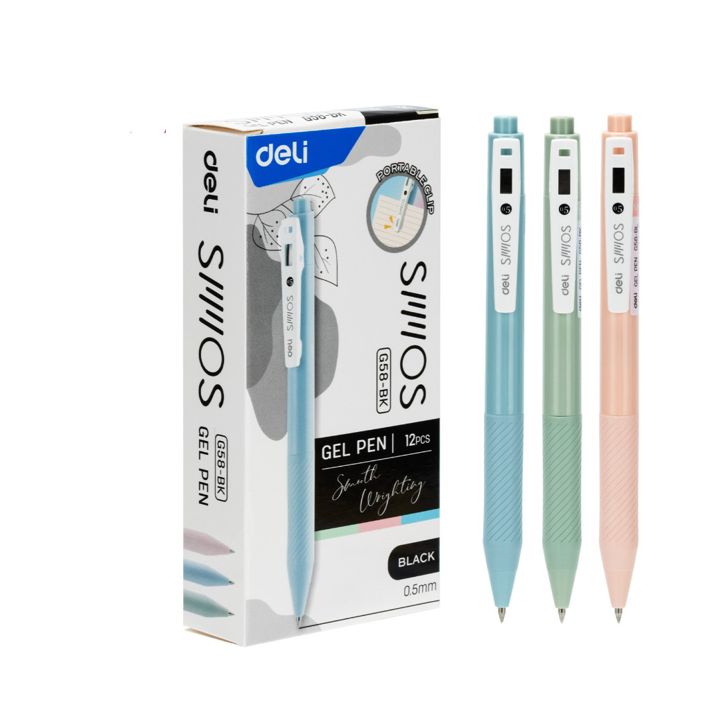 

Pulpen Ballpoint Pen Gel Pena Cair Tekan Rectract 0.5 mm DELI EG58
