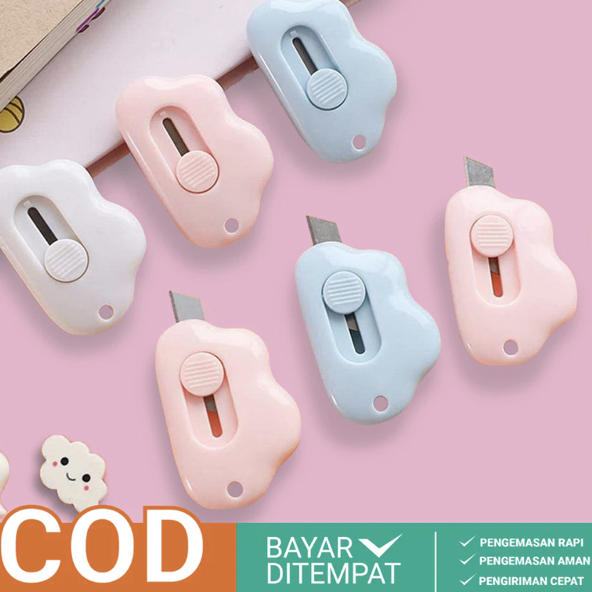 

Cutter Mini Bentuk Awan Lucu Pisau Kecil Pemotong Kertas Portable / Mini Cutter / Silet Kecil Lucu