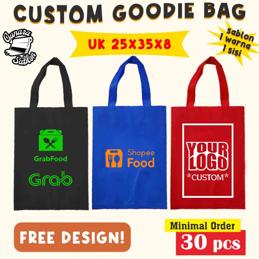 

Goodie Bag Custom Tas Spunbond Custom Sablon Spoundbond Bag Custom tas spunbond 25x35