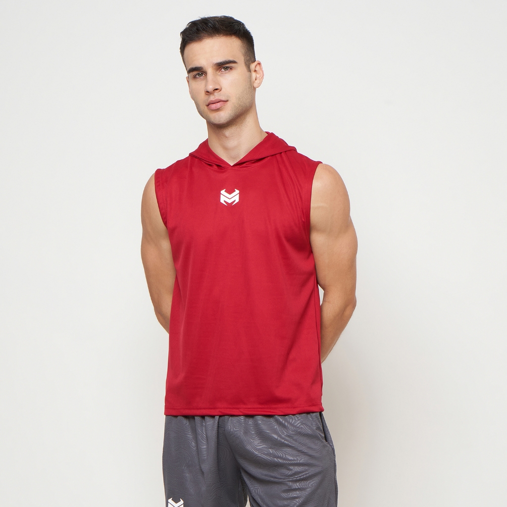 HD - Singlet Hoodie Pria Tanpa Lengan Kaos Sweater Polos Olahraga Casual Gym Fitness SKT01