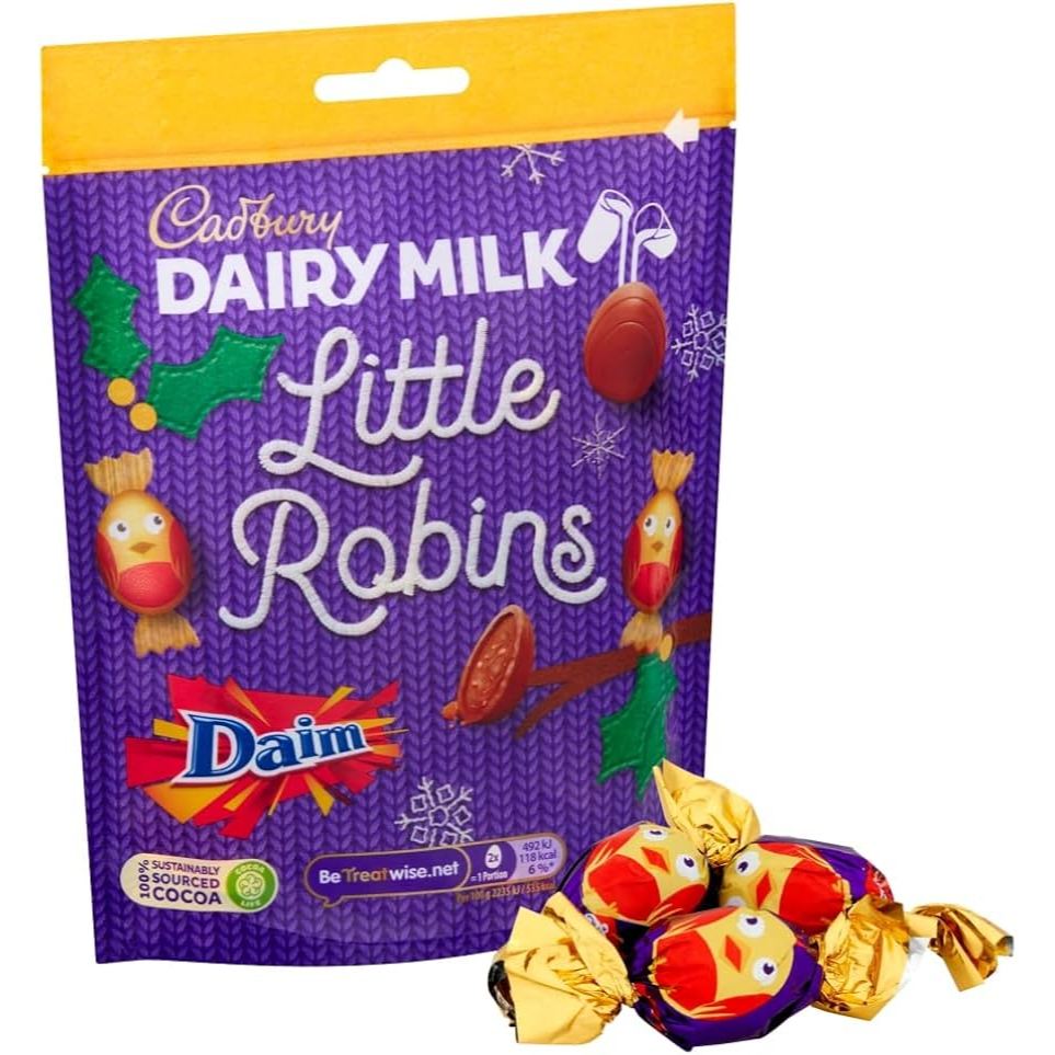 

Cokelat [READYSTOCK 2026] INSTAN SAMEDAY JABODETABEK | Cadbury Dairy Milk Little Robins Daim Pouch 77g（Made in UK) | Produk Import Jastip Produk Import Jastip Cokelat Coklat Snack Import Cokelat Coklat Original Malaysia Oleh-Oleh Jastip Malay