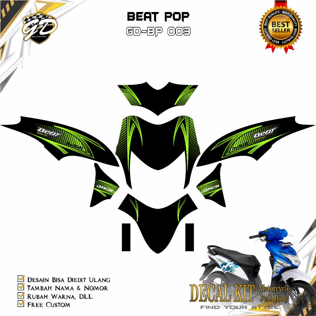 Decal Beat pop Full Body Stiker Decal Beat Pop Full Body GD-003