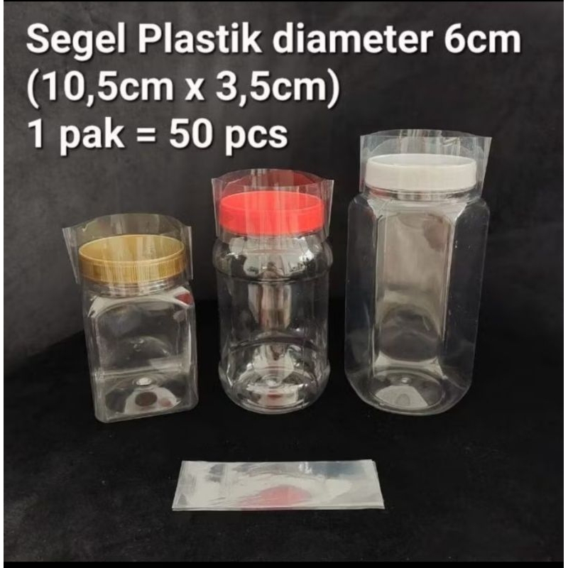 Segel Plastik Tutup Toples Diameter 6cm Segel Plastik Shrink 6,1cm (10,5 cm x 3,5 cm)