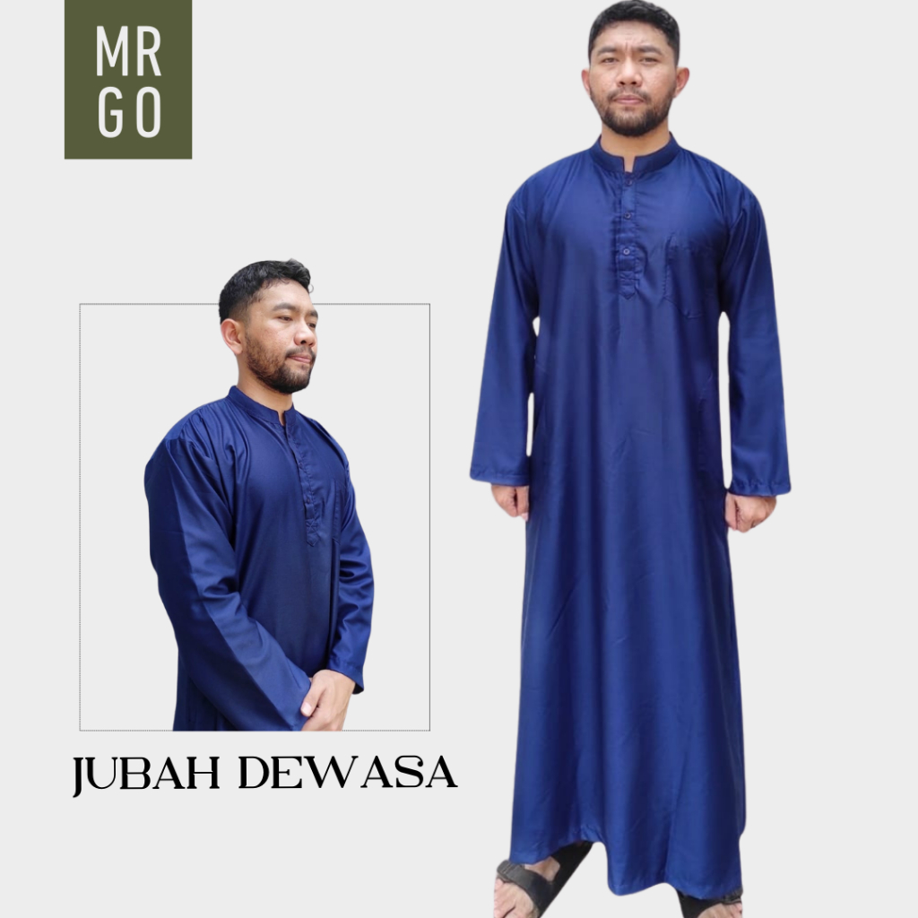 MRGO | Gamis Jubah Pria Toyobo DEWASA & ANAK Premium Adem Thobe Biru Tua Navy Donker Dongker Nevi Mu