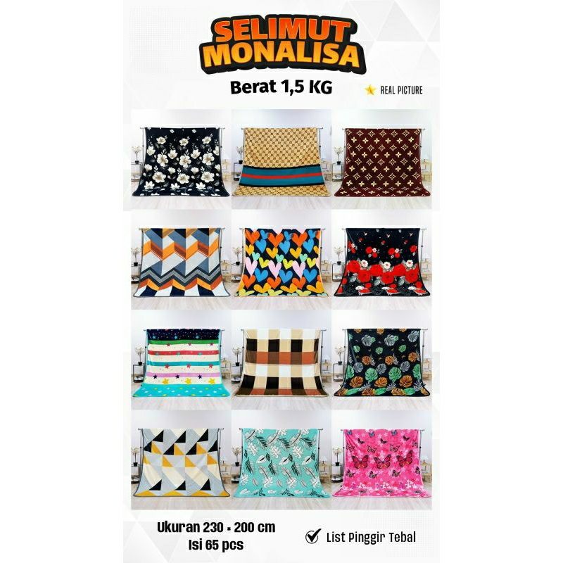 Selimut jumbo monalisa uk. 230x200 selimut bulu tebal selimut monalisa