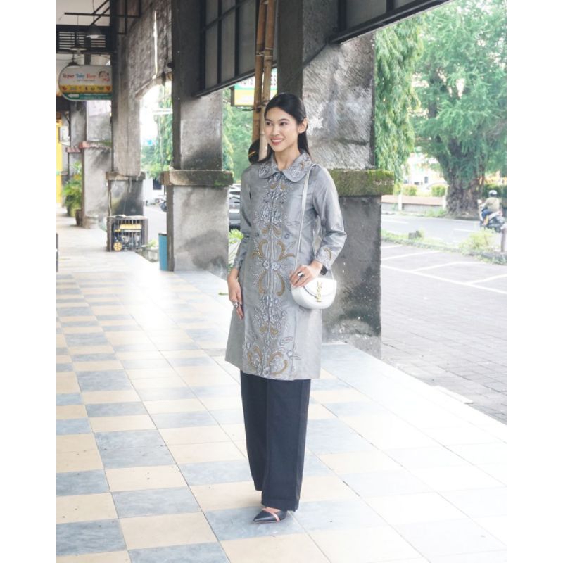 LQ11213 Atasan Kebaya Gamis Modern Muslim Berkerah Tunik Dress Solemio