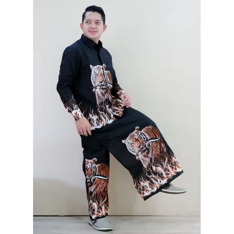 setelan sarung celana koko batik ori solo| set baju muslim pria dewasa |setelan sarcel Koko pria