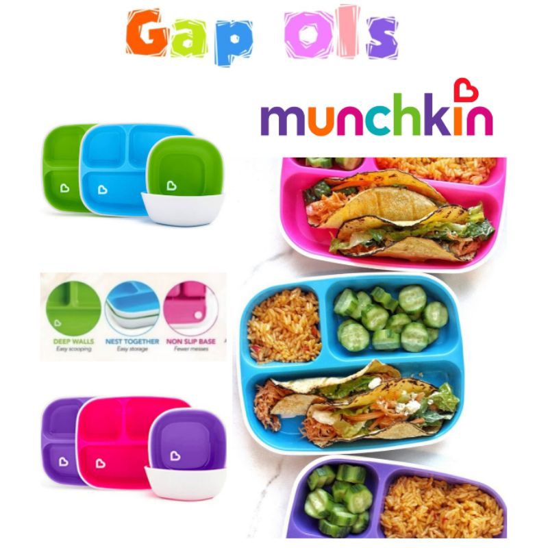 Munchkin Splash Toddler Divided Plate Munchkin Piring Anak Munchkin Bowl