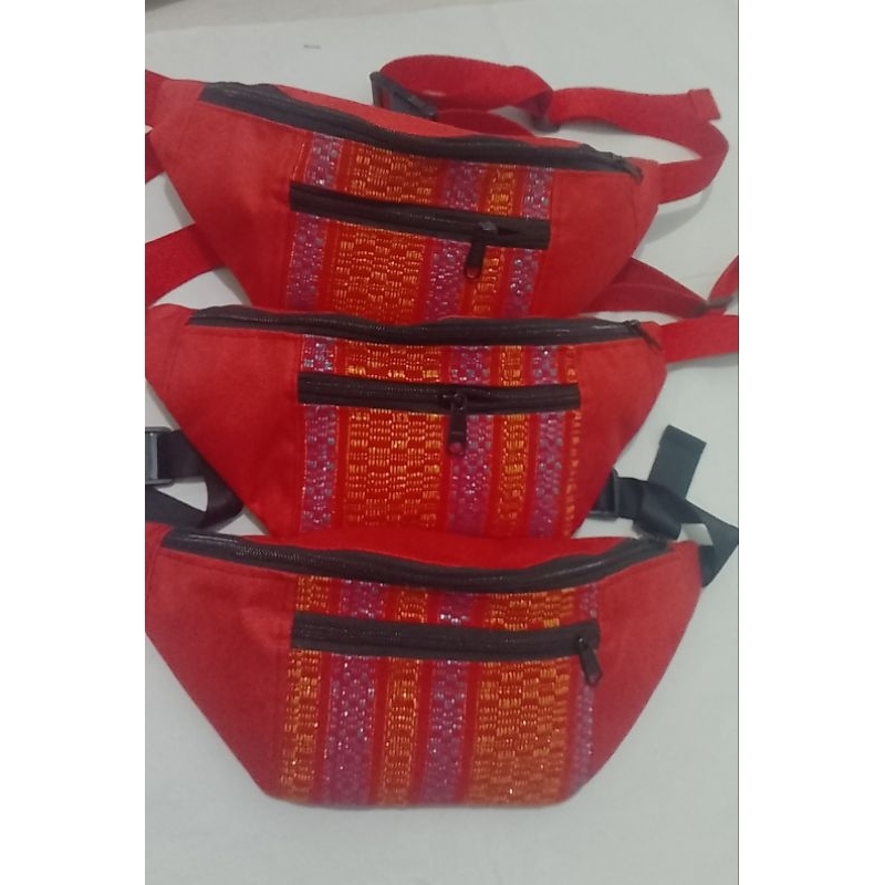 Tas Selempang Ulos Merah Kombinasi Cordura
