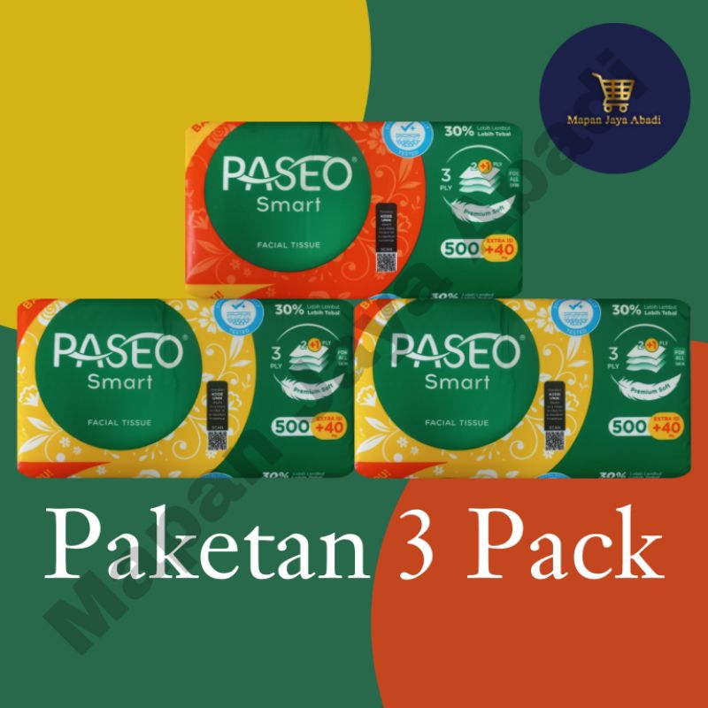 [PAKETAN 3 PCS] Paseo Smart Facial Tissue 540 Ply / Tisu Wajah Paseo Smart 540 Helai
