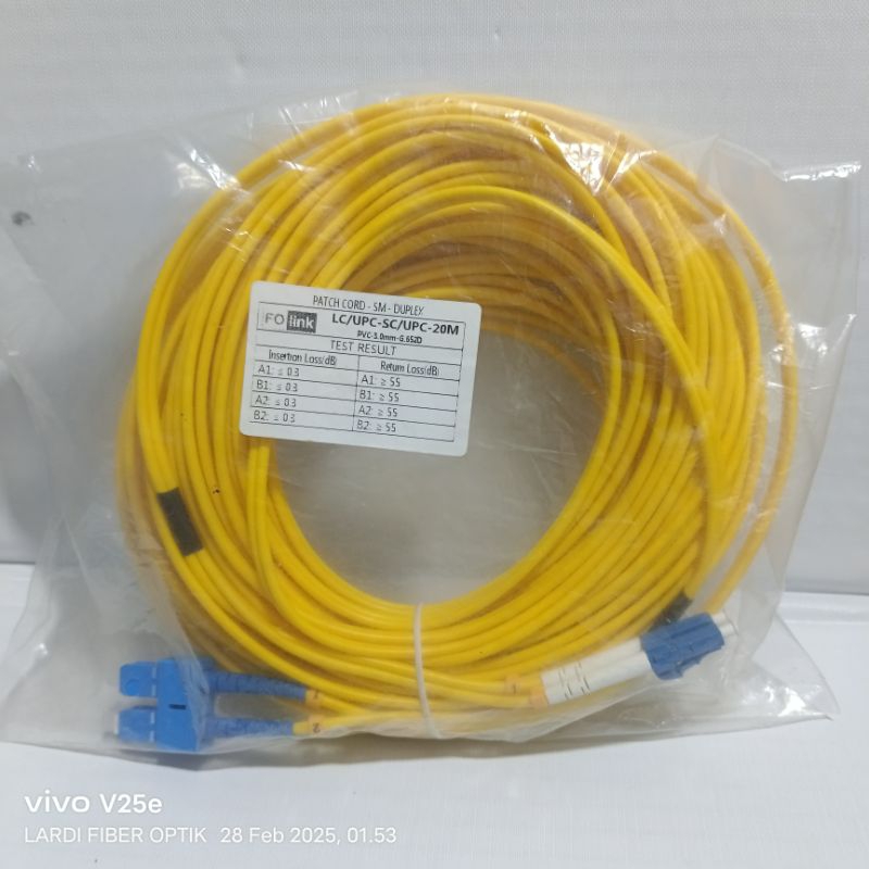 Patchcord SC - LC 20m duplex singlemode