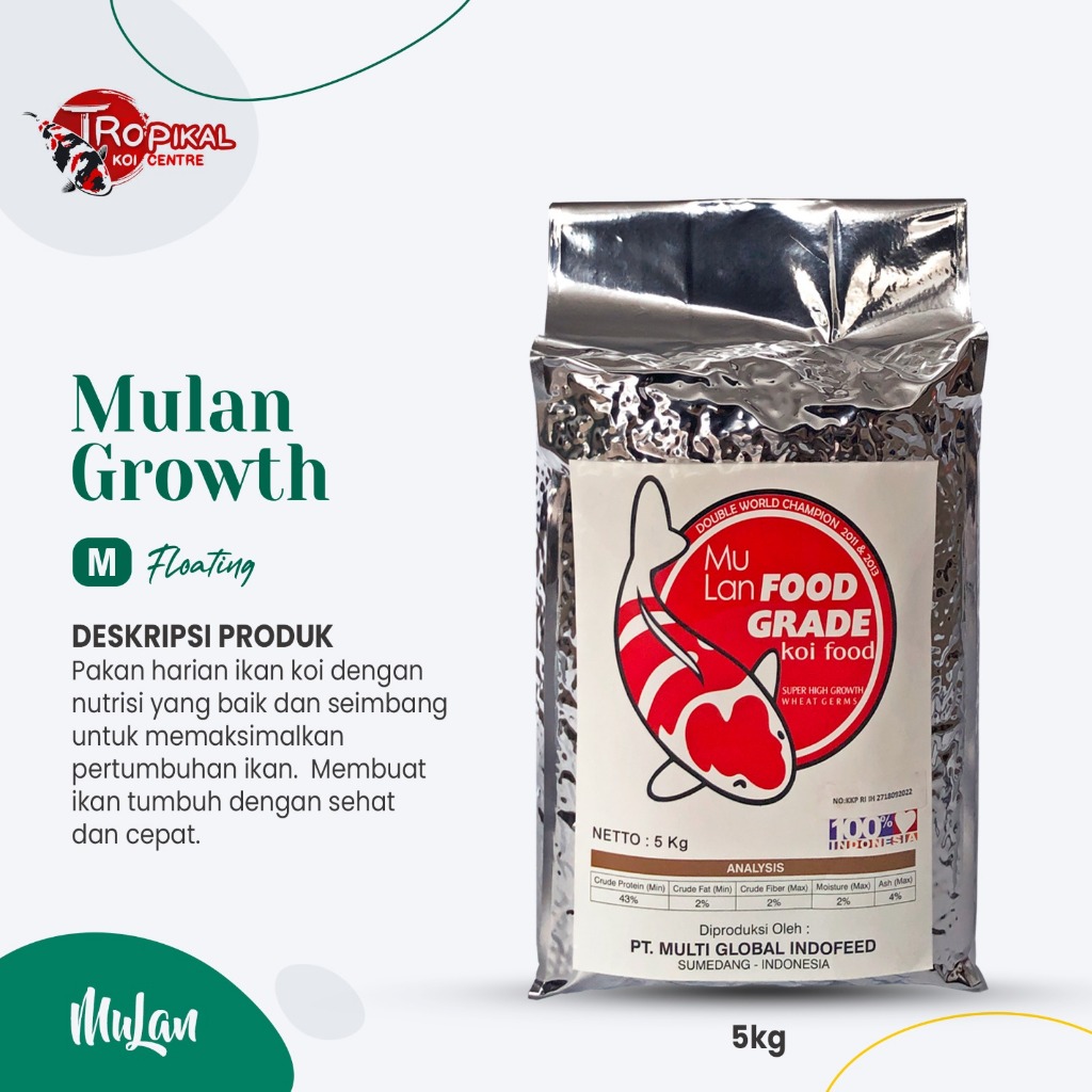 TKC Mulan Food Grade Koi Food Super High Growth Wheat Germ M 5 kg - Tropikal Koi