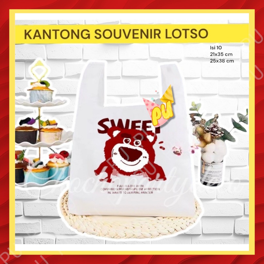 Kantong Plastik Ulang Tahun LOTSO isi 10 / Kantong Plastik Ultah Anak Lotso