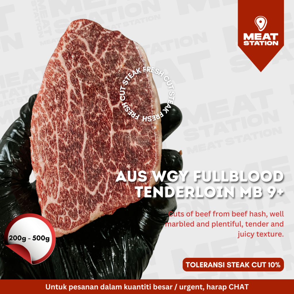 

AUS Wagyu Fullblood Tenderloin MB 9+ / Beef Steak / Beef Import