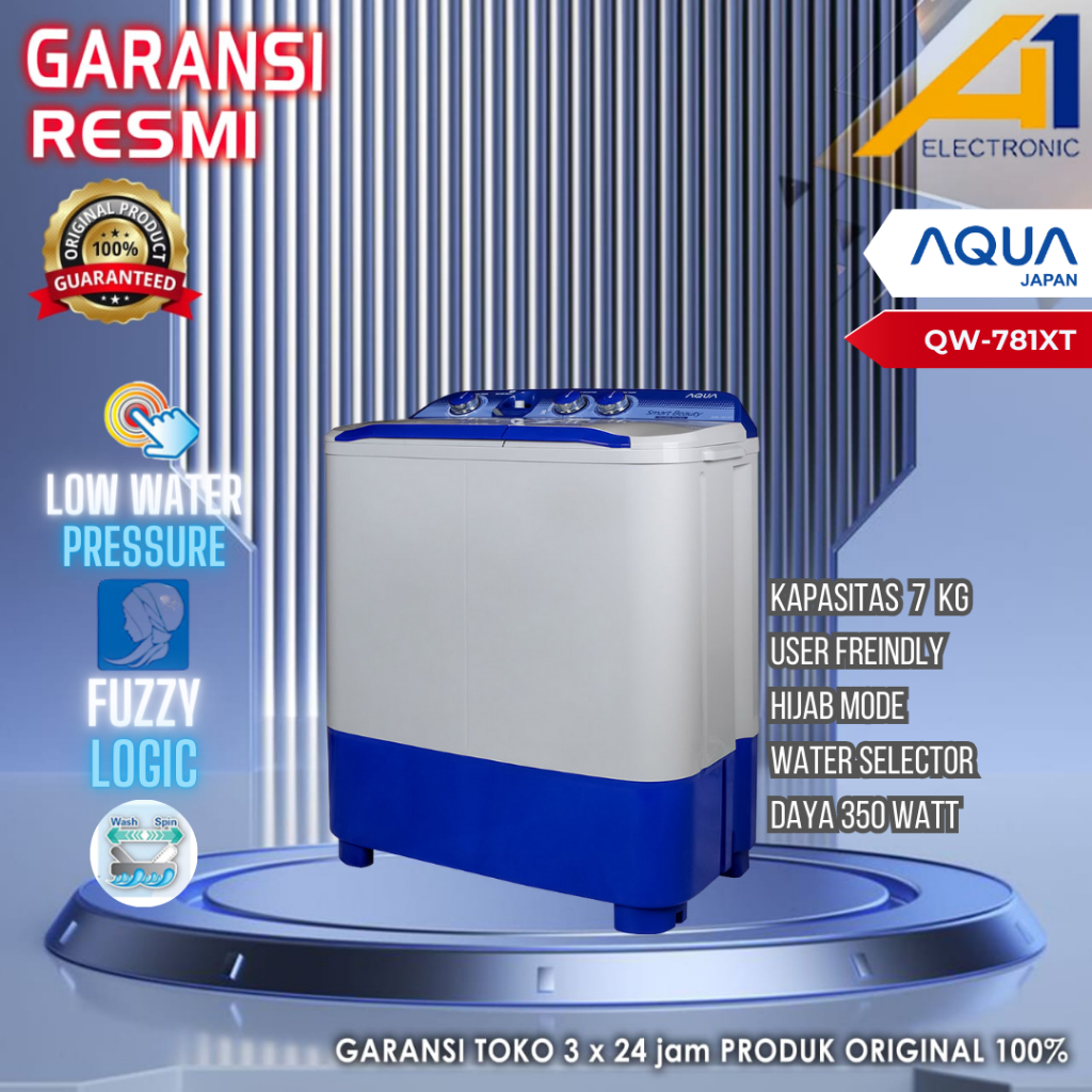 MESIN CUCI AQUA QW781XT/AQUA-QW781XT,QW 781XT GARANSI RESMI