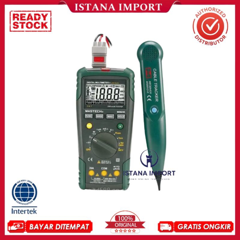 MS8236 Mastech Multimeter LAN Cable Tracker Wire Network Tester Kabel