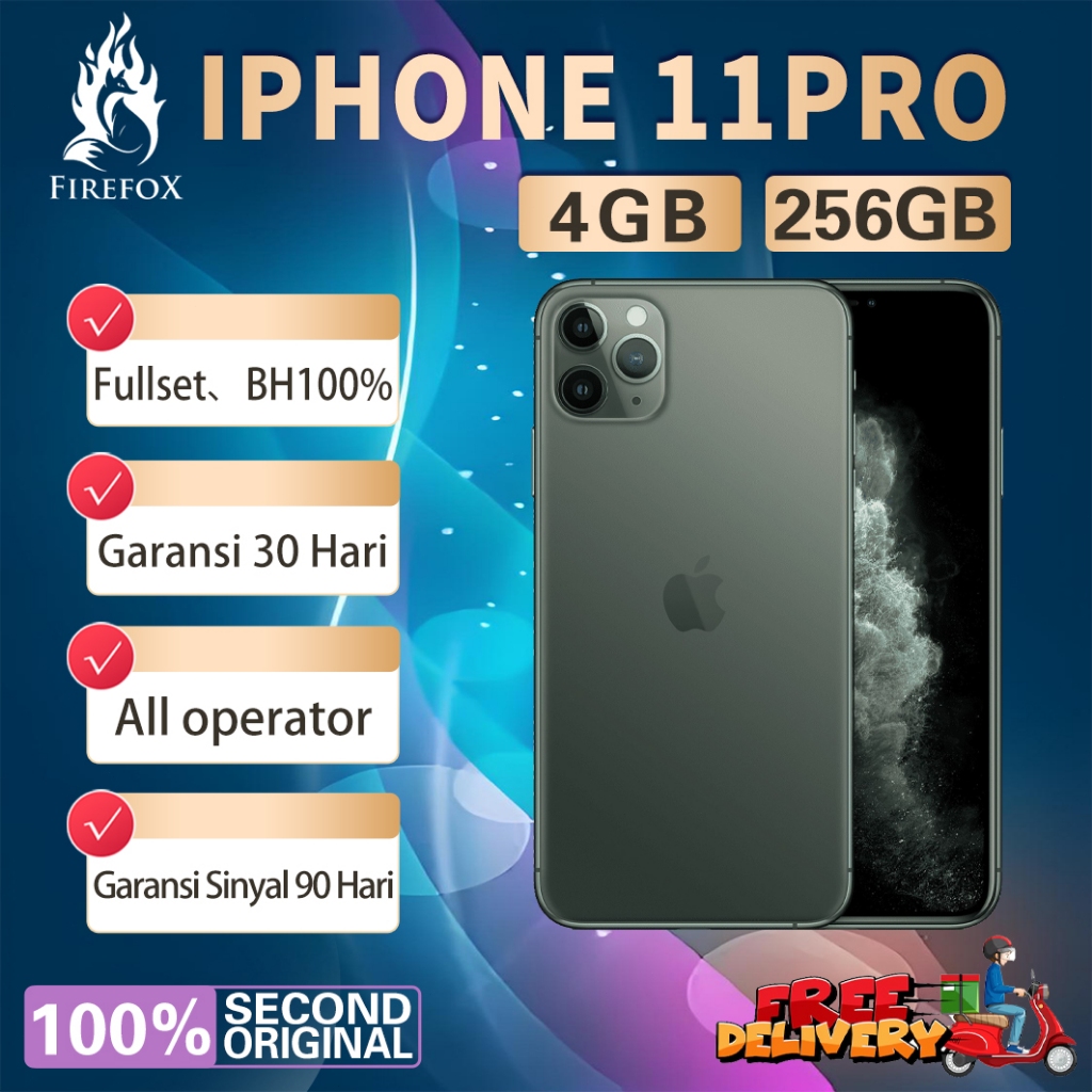 iPhone 11Pro 256GB Second Original100% 5.8"OLED-Ori Silent-Camera Fullset Mulus Like New Smartphone