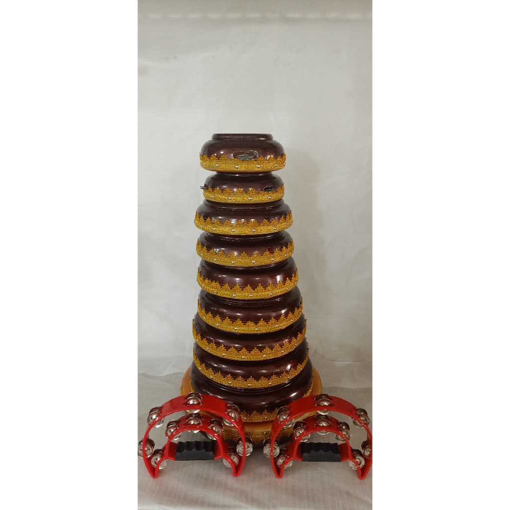 Rebana Lasqi set, Rebana Mawalan set, Rebana Emas Isi 10 + 2 Pcs Tamborin