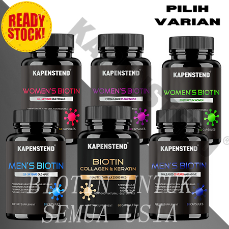 Biotin untuk Semua Usia | KAPENSTEND Super Biotin 5000 mcg 60 Suplemen Vitamin untuk Pertumbuhan Ram